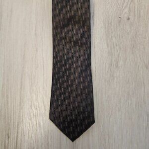 J. Ferrar Black Brown 100% Silk Tie
